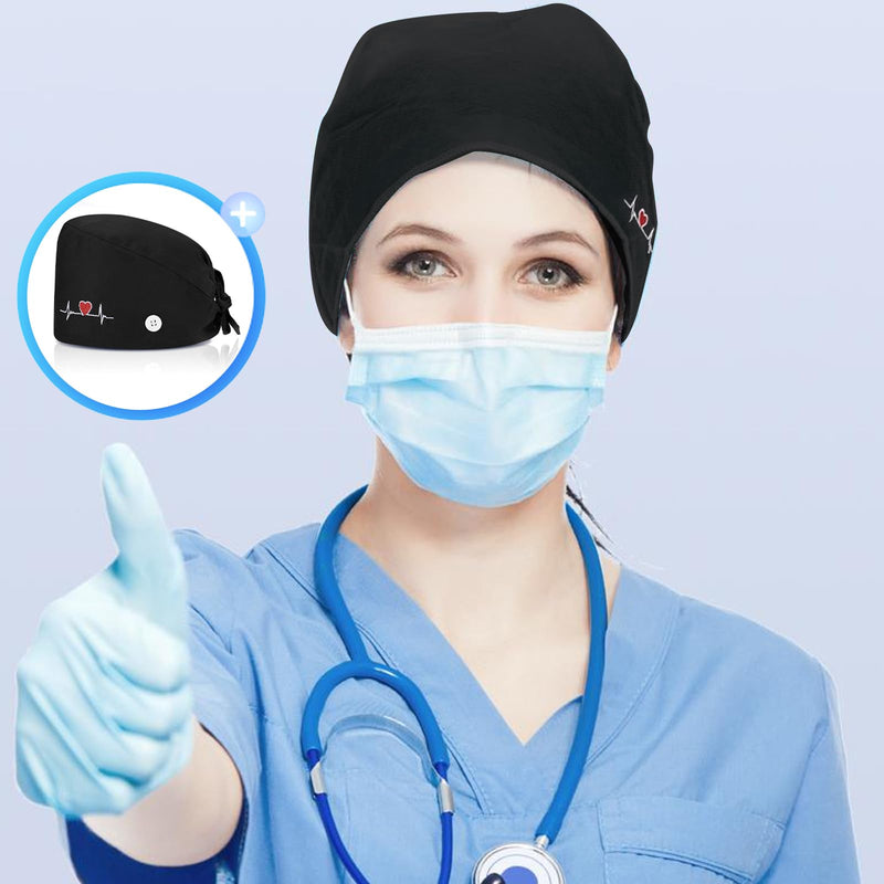 Women's Surgical Cap, Adjustable Button Closure, Surgical Cap, Pack of 2 | Sweat-wicking cotton unisex surgical cap for men and women, suitable for home, office and cosmetic studios