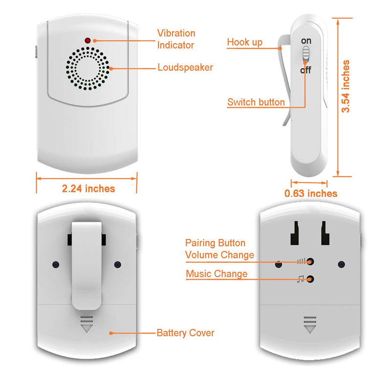 Caregiver Pager Wireless Call Button System Personal Alert Panic Button for Home Elderly Nurses Calling System with Portable Receiver and Emergency Button