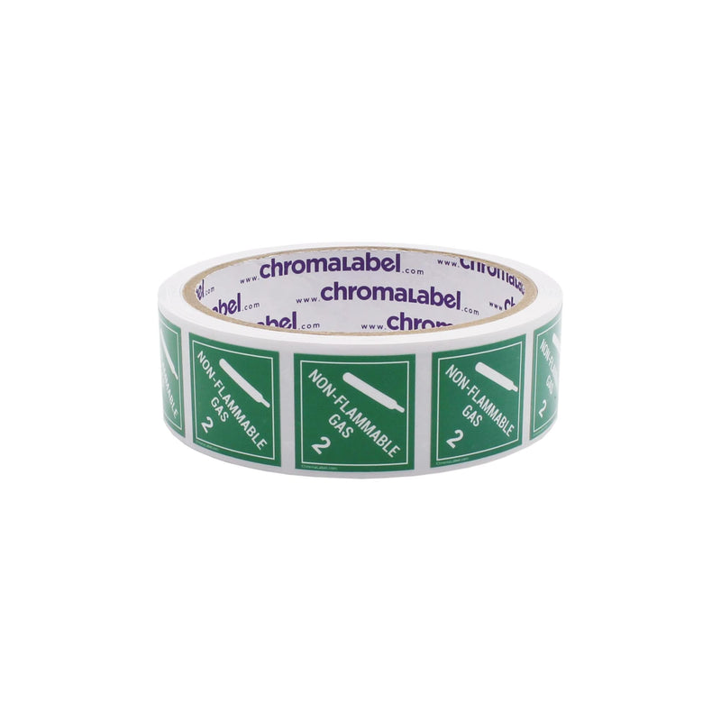 ChromaLabel 1 Inch Permanent Durable Square D.O.T. Hazard Labels, Class 2 Non-Flammable Gas, 250/Roll 1" x 1"