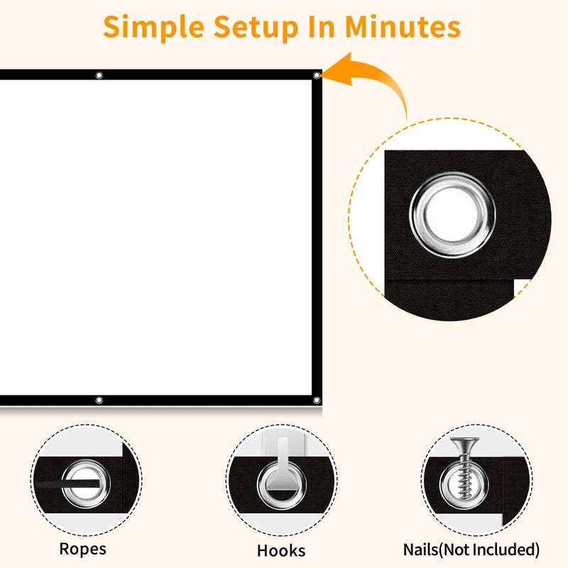 [Australia - AusPower] - Taotique Projector Screen 72 inch, Movie Projector Screen 16:9 HD Foldable and Portable Anti-Crease Indoor Outdoor Projection Double Sided Video Projector Screen for Home, Party, Office, Classroom 