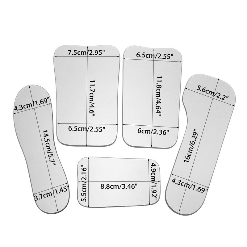 [Australia - AusPower] - 5Pcs/Set 2 Sided Pofessional Dental Occlusal Photographic Mouth Mirror Rhodium Dental Plated Glass Intraoral Photo Reflector 