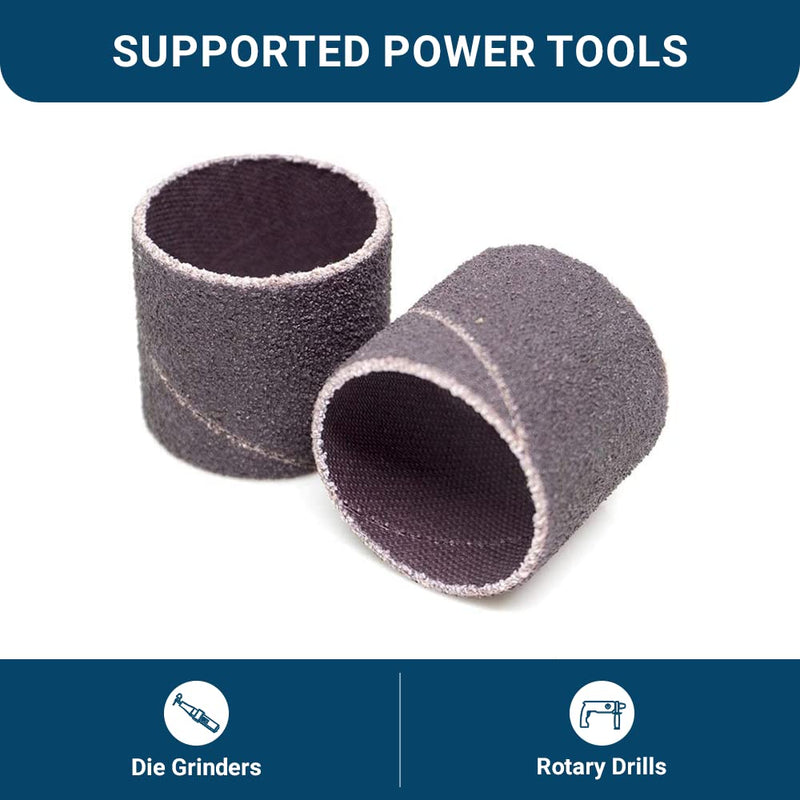 [Australia - AusPower] - Benchmark Abrasives 1" x 1" Aluminum Oxide Abrasive Spiral Bands for Rotary Tools, Drum Sleeves for Sanding Deburring Blending Polishing on Metals Plastic Wood Rubber (10 Pack) - 80 Grit 