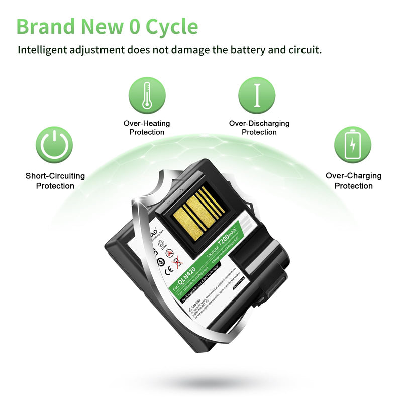 [Australia - AusPower] - WUHAO QLN420 ZQ630 Battery Upgraded 7200mAh for Zebra QLN420 ZQ630 ZQ63-AUWA000-00 ZQ63-ACFAC10-00 Barcode Label Printer Replacement Battery P1050667-016 BTRY-MPP-68MA1-01 