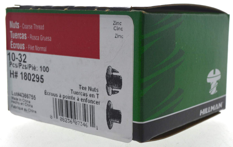 [Australia - AusPower] - Hillman 180295 Pronged Tee Nut, 10-32 , Pack of 100 , Zinc #10-32 