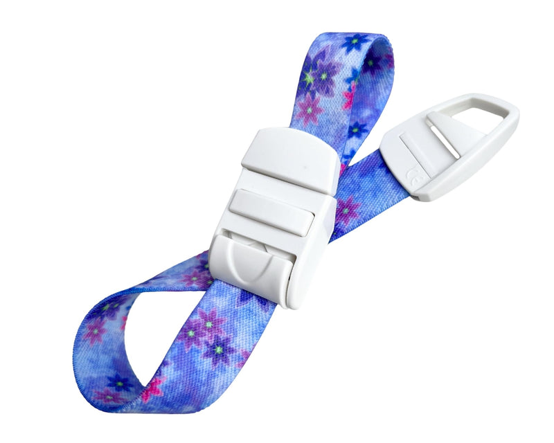 Purple Blue Floral Lavender Pattern Medical Tourniquet with ABS Plastic Buckle Latex Free Elastic Band Ideal for Doctors, Nurses, Students and Paramedics