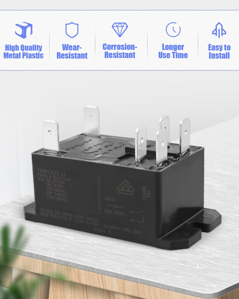 [Australia - AusPower] - Relay 30Amp 24VAC 6Pins, DPST-NO Power Relay, Replace T92P7A22-24, 2-Pack 