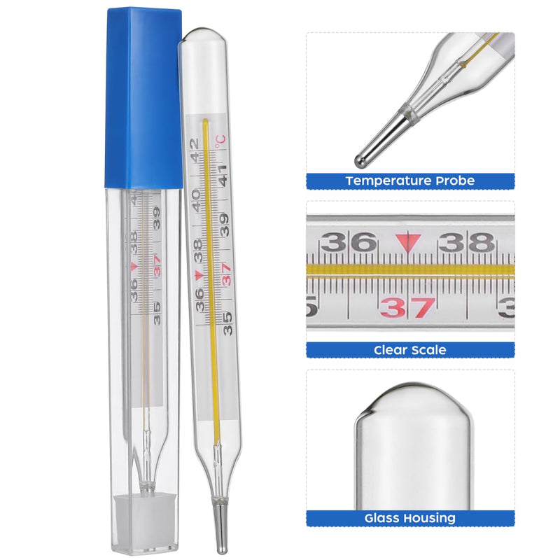 [Australia - AusPower] - Glass Temperature for Adults, 2Pcs Oral Temperature Armpit Precise Measurement Fast Reading for Elderly Family Clinic ℃ 