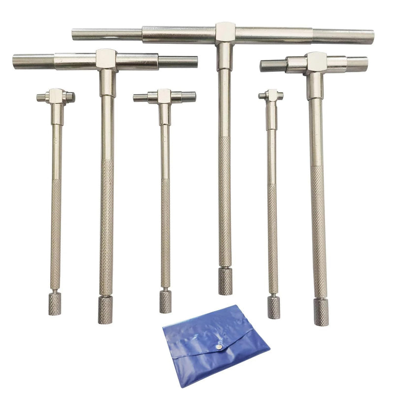 [Australia - AusPower] - 5/16'' to 6'' Telescoping Gage Set of 6 pcs T-Bore Hole Gauges Satin Chrome Finished 