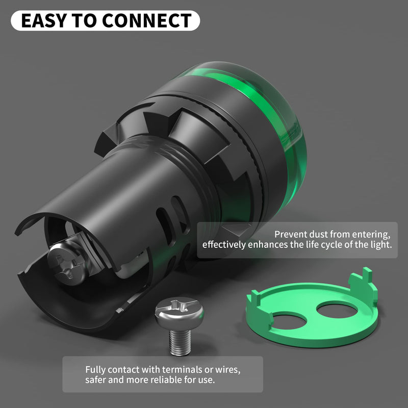 [Australia - AusPower] - DaierTek 110V LED Indicator Light Green 120V Power Indicator Light Energy Saving Indicator Light 22MM (7/8") 120 Volt AC/DC Pilot Light -10Pcs 22mm-120v 