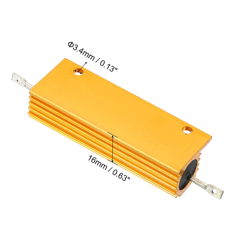 PATIKIL 100 W 8 Ohm Aluminum Housing Resistor with Screws Set of 4 Aluminum Housing Resistor Housing Case Wirewound Resistor Screw Connection Power Resistor Golden | Load resistor, 5% tolerance, power resistor, screw tap, wire resistor 8 ohms