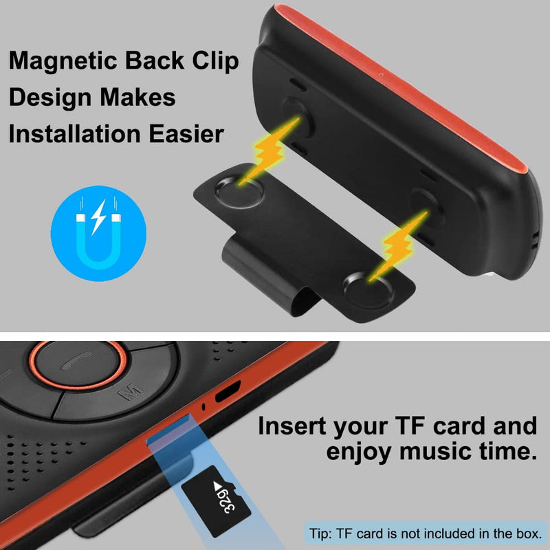 [Australia - AusPower] - SKYBESS Car Bluetooth Speaker for Cell Phone, Portable Bluetooth Handsfree Car Kit Wireless in Car Speakerphone Music Player with Visor Clip, Supports Siri Google Assistant TF Card Playback 