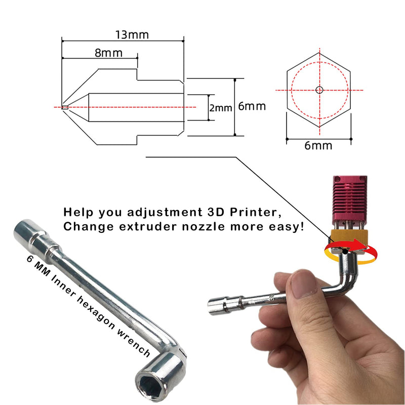 MK8 Nozzles 24 pcs 3D Printer Extruders Brass Nozzles 0.2mm, 0.4mm,0.6mm, 0.8mm, 1.0mm CR-10 Nozzle with DIY Tools and Metal Storage Box for CR-8 / CR-10 / Ender 3 / Ender 3S / 5/6 and so on MK8 Brass Kit: Various Nozzles