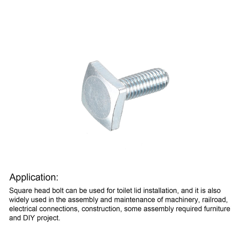 [Australia - AusPower] - uxcell Square Head Bolt, 10pcs M6x17.5mm Fully Thread Carbon Steel Grade 4.8 Square Machine Screws 10 