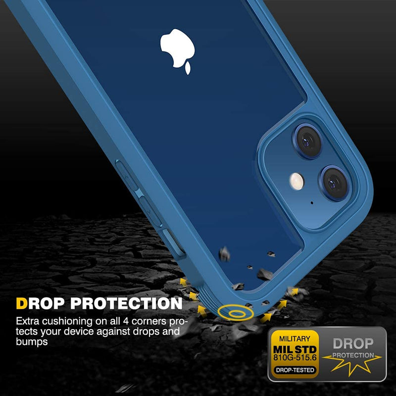 [Australia - AusPower] - Diaclara Designed for iPhone 12/12 Pro Case, Full Body Rugged Case with Built-in Touch Sensitive Anti-Scratch Screen Protector, Soft TPU Bumper Case for iPhone 12/12 Pro 6.1" (Blue and Clear) iPhone 12 & iPhone 12 Pro 6.1" Blue and Clear 