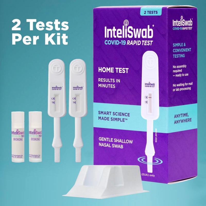 [Australia - AusPower] - InteliSwab COVID-19 Rapid Test, 1 Pack, 2 Tests Total, Simple to Use at Home, 1 Minute Hands-On Time, FDA EUA Authorized, Designed and Developed in the U.S.A. 