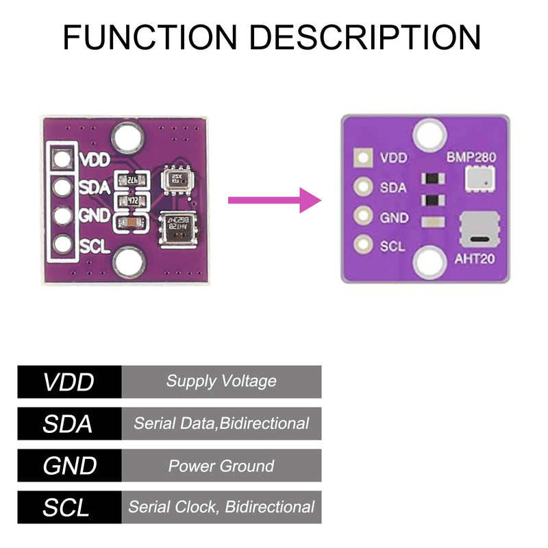 [Australia - AusPower] - Alinan 4pcs AHT20+BMP280 Temperature Humidity and Air Pressure Module High-Precision for Arduino 