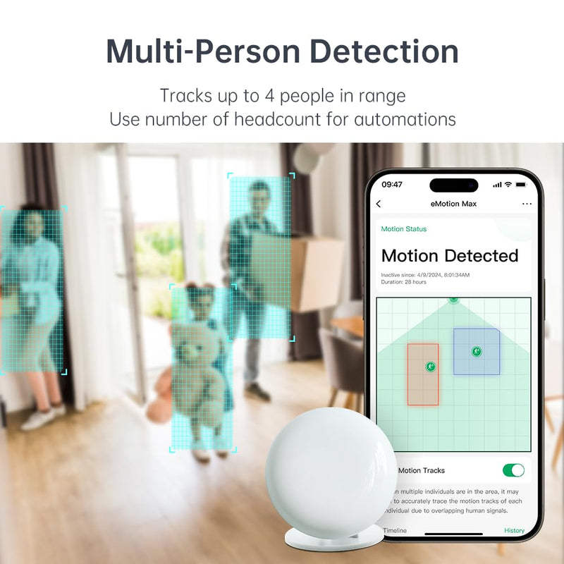 [Australia - AusPower] - Emotion Max Presence Sensor, 60GHz mmWave Radar WiFi Smart Motion Sensor, IR Blaster, Light Sensor, Motion2MQTT Home Assistant, Compatible with Alexa and Google Home eMotion Max-new 