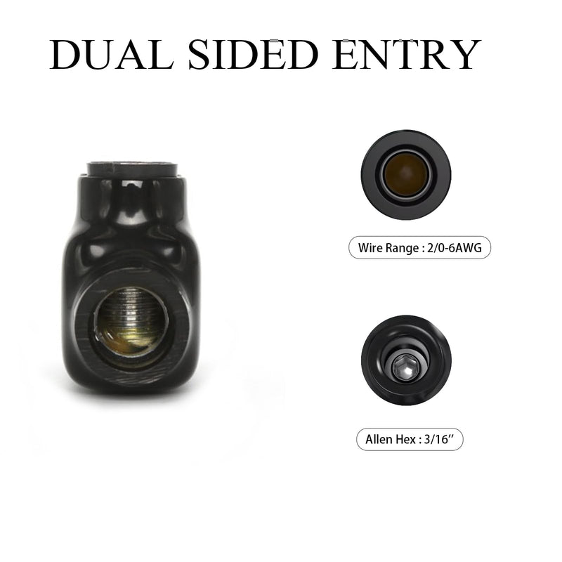 5 Pcs Insulated In-Line Splice Connector, 2 Ports 2/0-6AWG Wire Range Pre-Filled and Dual Sided Entry Dual Rated, Black Vinyl Coated Multi Cable Wire Connectors 2 Ports Dual Entry - 2/0-6 AWG
