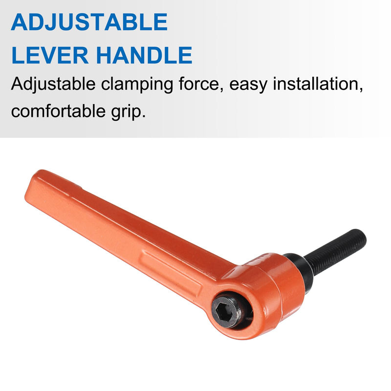 [Australia - AusPower] - uxcell 8pcs Lever Adjustable Handles M5 x 25mm Metric Male Thread, Level Clamping Handle Hand Stud Knobs Rotating Screw Handles Bolts with Locking Lever, Orange 
