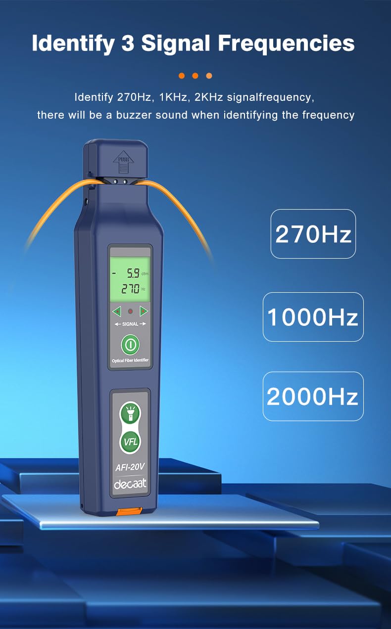 [Australia - AusPower] - Generic Optical Fiber Identifier 800-1700nm All-in-one chuck, Built-in 5KM Visual Fault Locator VFL, OFI Fiber Traffic Detector with LED, Navy Blue 