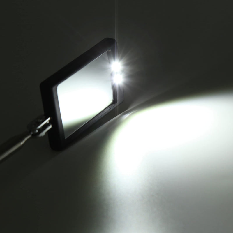 [Australia - AusPower] - Inspection Mirror telescoping with Light Round Mirror Square Mirror Inspection Tool for Checking Vehicle, Observing Eyelashes Mouth and Other Small Parts Extended 