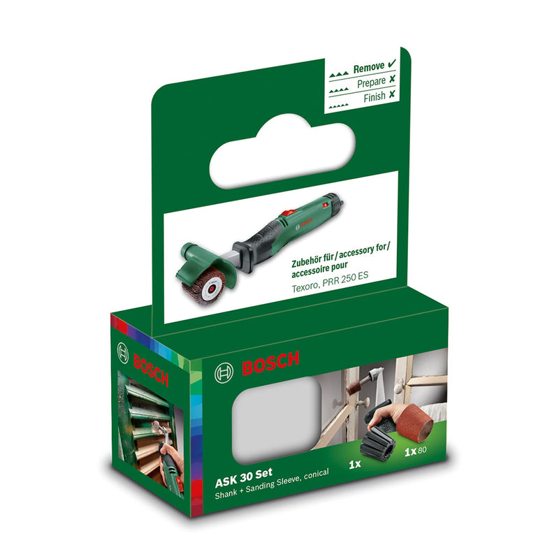 [Australia - AusPower] - Bosch 30 mm conical sanding sleeve 80 grit and shank 30 mm conical grinding pin set 