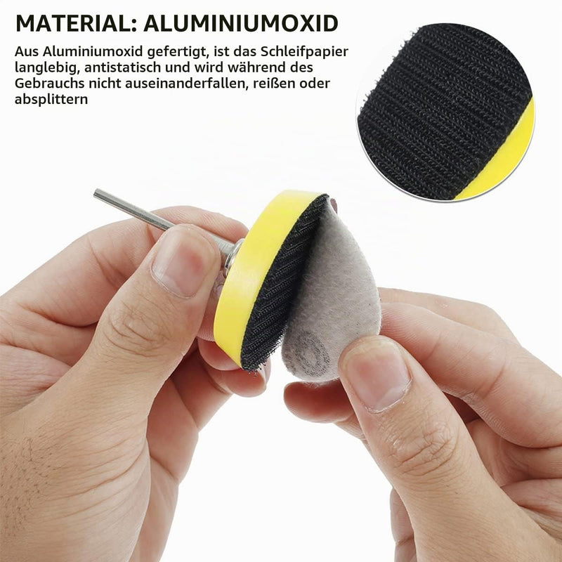 JTWEB Sanding Discs Pad Kit 2 Inch 50 mm Polishing Pad Adapter 244 Piece Set | Aluminum Oxide Sandpaper Velcro with Foam Buffer Pad for Drill Wood Metal Car Grit 80 to 3000 Attachment