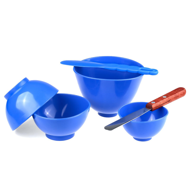 [Australia - AusPower] - 4Pcs One Set Silicone Flexible Rubber Plaster Impression Mixed Alginate Bowl Dental Lab Mixing Bowls Blue 