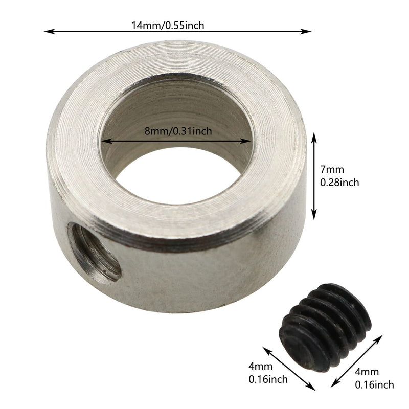 [Australia - AusPower] - Lead Screw Lock LUORNG 12pcs Stainless Steel T8 8mm Bore Locking Ring Collar with 12pcs M4x4mm Allen Fixing Screws 3D Printer Parts 