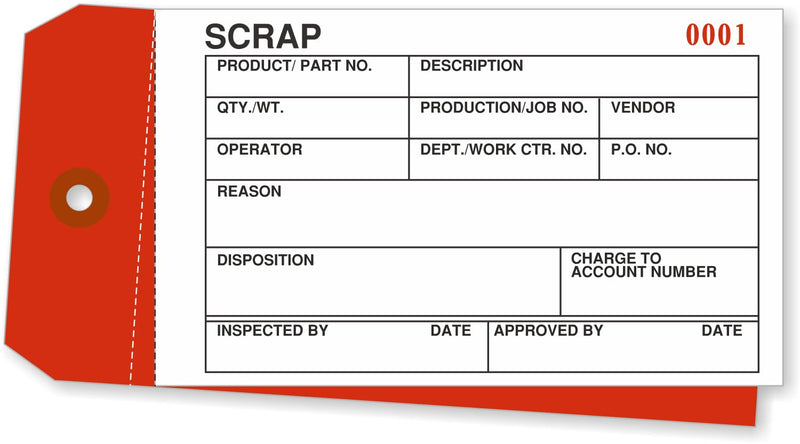 SmartSign Scrap 2 - Part Inventory Tag with Numbers | 3.125" x 6.25" Carbon Tag, Pack of 100