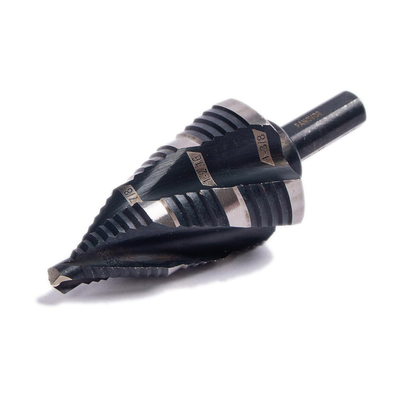 Four Spiral Flute M35 Cobalt Step Drill Bit Set 1/4" - 1-3/8"(19 Sizes),Impact Ready Four Flute Step Drill Bit,3/8" 3-Flat Shank Step Bits for Hole Drilling Cutting on Metal, Steel, Aluminum 1/4" - 1-3/8" M35 step drill bit