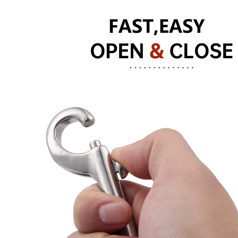 [Australia - AusPower] - Double Ended Bolt Snap Hooks - 2 Pack Heavy Duty 316 Stainless Steel Trigger Chain 4.5 Inch Marine Grade Metal Clips for Farm Use,Water Bucket,Dog Leash,Horse Tack,Key Chain and Diving 