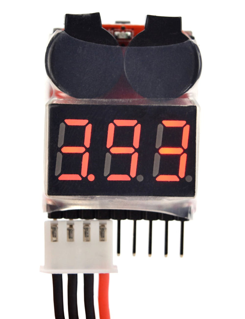 [Australia - AusPower] - Readytosky Lipo Battery Checker RC Battery Low Voltage Buzzer Alarm Voltage Tester Monitor for 1-8S Lipo Life LiMn Li-ion Battery(4PCS) 
