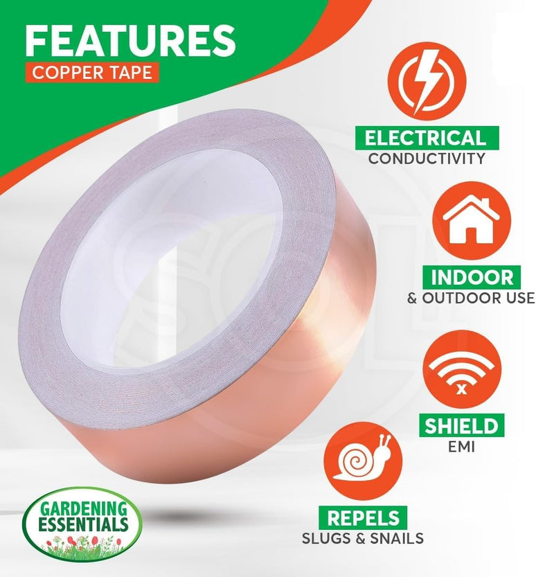 [Australia - AusPower] - Copper Tape(4/5inchX82FT) | Copper Tape Slug Repellent | Humane Slug & Snail Control | Slug Tape Copper Repellent | Snail Repellent | Slug Detterent | Slug Copper Tape for Slugs | Copper Tape Slugs 