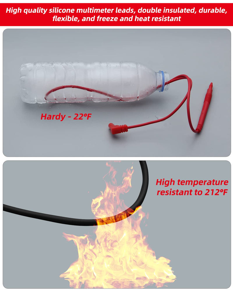 [Australia - AusPower] - HengTianMei Flexible Multimeter Test Lead Kit, CAT III 1000V 10A, Volt Test Lead for Measurement Accurately with Standard 4mm Banana Plug, for Most Brands Digital Multimeters, Electronic Clamp Meter 