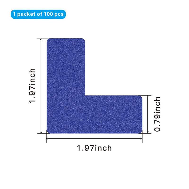 [Australia - AusPower] - 100 Pack 5s Location Marking Corner, 2x2x0.8 Inch L Shaped Graphical Floor Marker for Office Desk Table Top, Warehouse Floor (Blue) Blue 