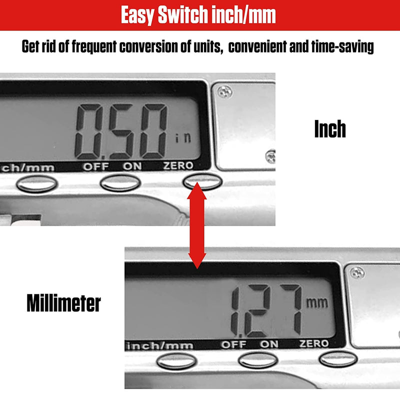 [Australia - AusPower] - Disc Brake Rotor Micrometer, 6 Inch Brake Rotor Caliper Measuring Tool of Inch and Millimeter Conversion Stainless Steel Electronic Vernier Caliper Auto-Off Feature Electronic Gauge with LCD Screen 