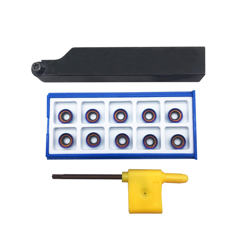 [Australia - AusPower] - 5/8" Indexable Metal Lathe Turning Tool Holder SRAPR1616H10 with 10pcs RCMT10T3MOE-JS R5 Round Carbide Replacement Inserts Button inserts for Steel Stainless Steel 