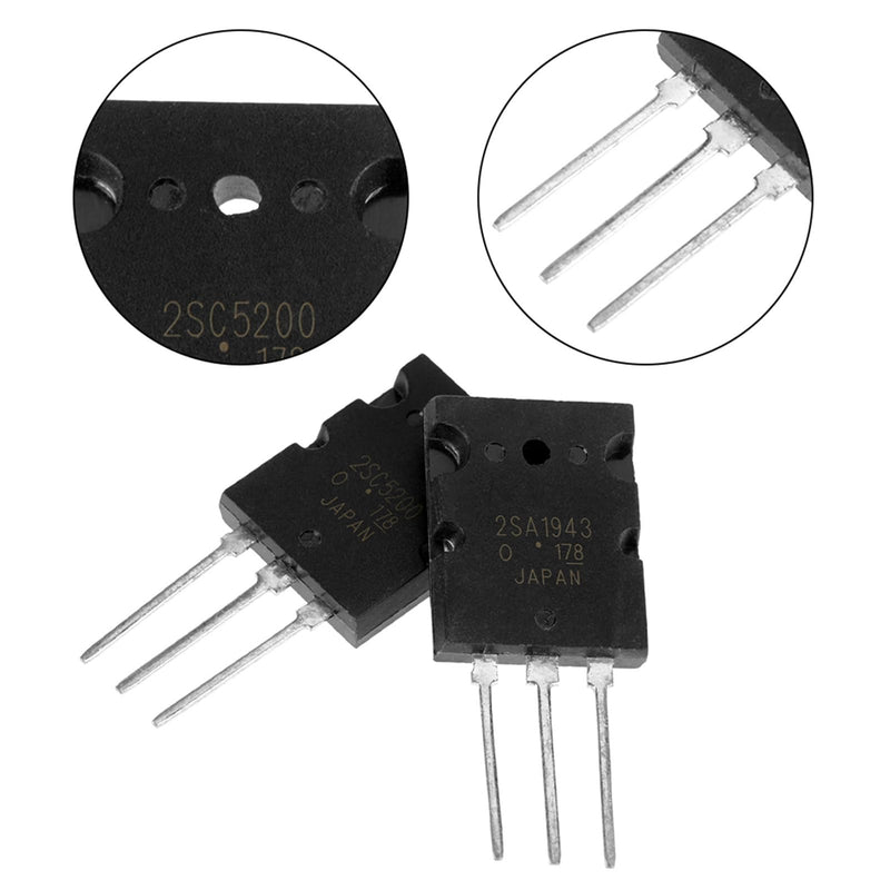 [Australia - AusPower] - Eujgoov Pack of 10 Black High Power Matched, 2SC5200 Transistor 1943 Audio Transistor Power Amplifier Transistor 2SA1943+2SC5200 
