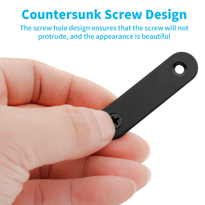 [Australia - AusPower] - 20 Sets 2" Stainless Steel Flat Plate Straight Bracket, Black Metal Corner Brace Brackets Mending Repair Plate Brace with Screws & Screwdriver for Wood(50mm x 16mm x 2mm) 50x16x2.0mm 