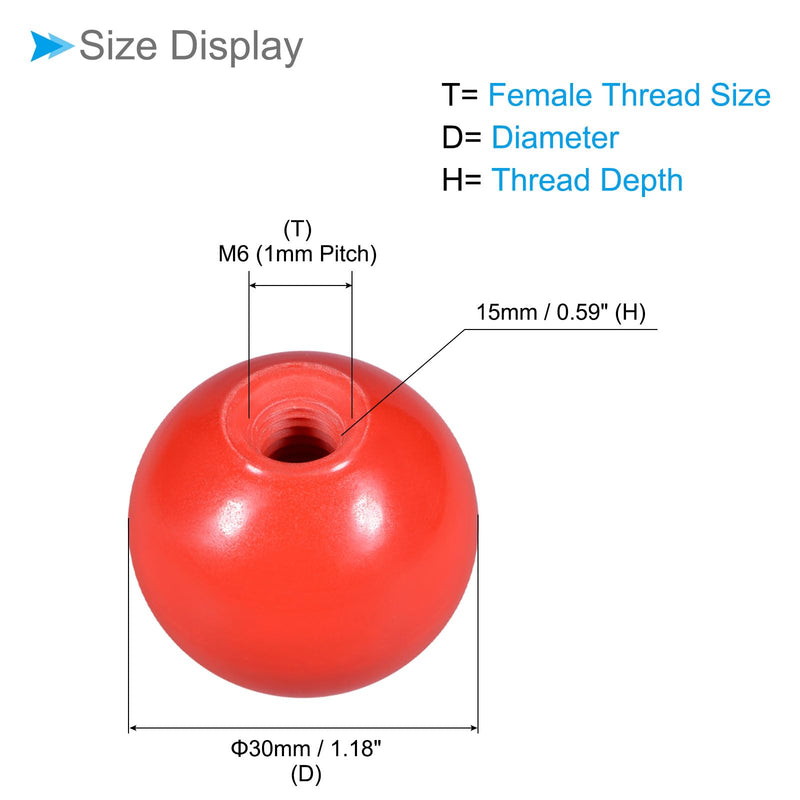 [Australia - AusPower] - Thermoset Ball Knobs, M10 Female Thread 40mm Diameter, Plastic Metric Hand Screw Grip Red - (Applications: for Lathe Machinery Lever Handle), 4-Pieces M10 x 40mm 