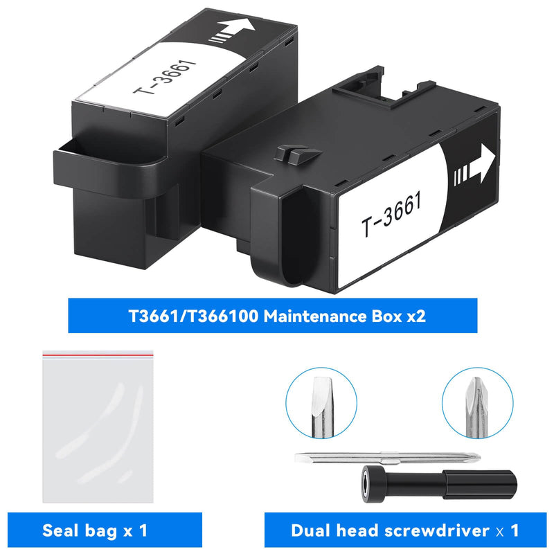 T3661 Ink Maintenance Box for XP-15000 XP-6100 XP-6000 XP-8800 XP-970 XP-8500 XP-8700 XP-8600 Expression Premium/Photo Printer, Compatible for Epson T3661 Maintenance Box (2 Packs)