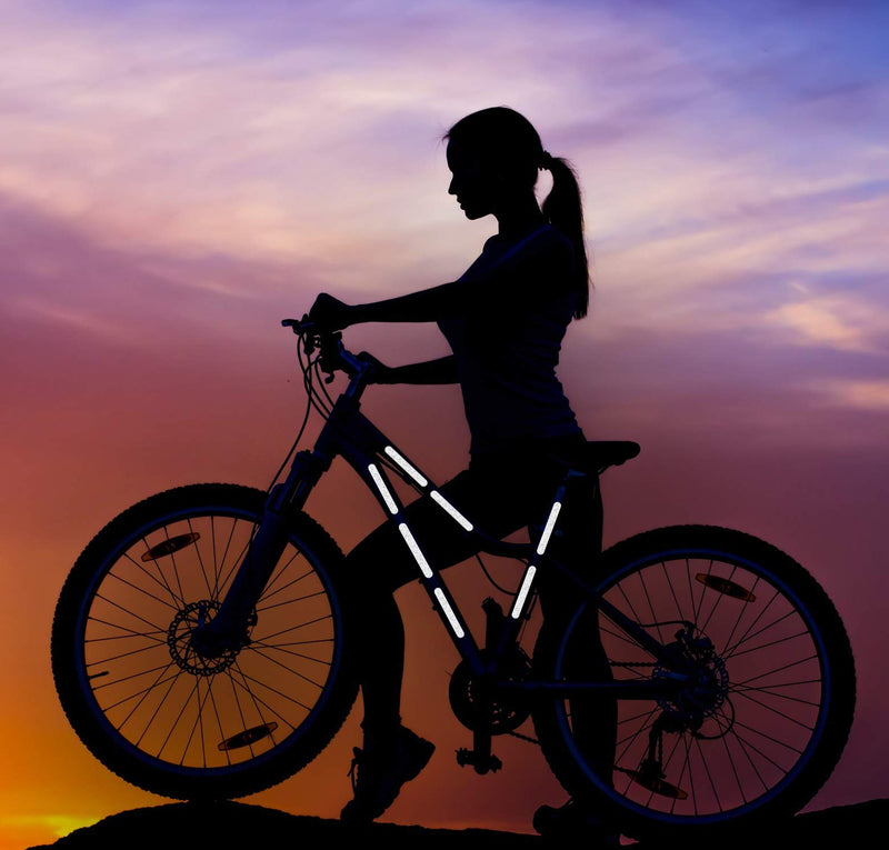 10pcs High Visibility Warning Reflective Stickers Stripes Motorcycle Bike Bicycle Kit Decals Black Reflector Highly Night Safety Sign Visibility Universal Self - Adhesive D 61