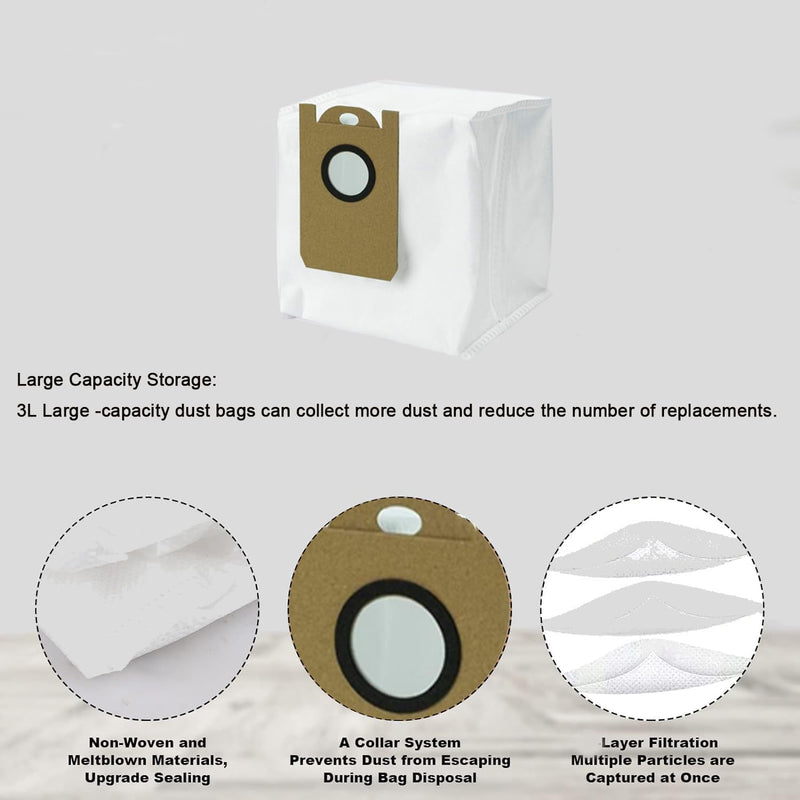 [Australia - AusPower] - 10 Pack Dust Bags fit for Laresar L6 Pro/ L6 Nex,Honiture Q6 Pro, AIRROBO T10+,Neabot NOMO N2,iHome AutoVac Nova S1 Pro Robot Vacuum iHRVS1PRO-3BLK Replacement Accessories Parts 