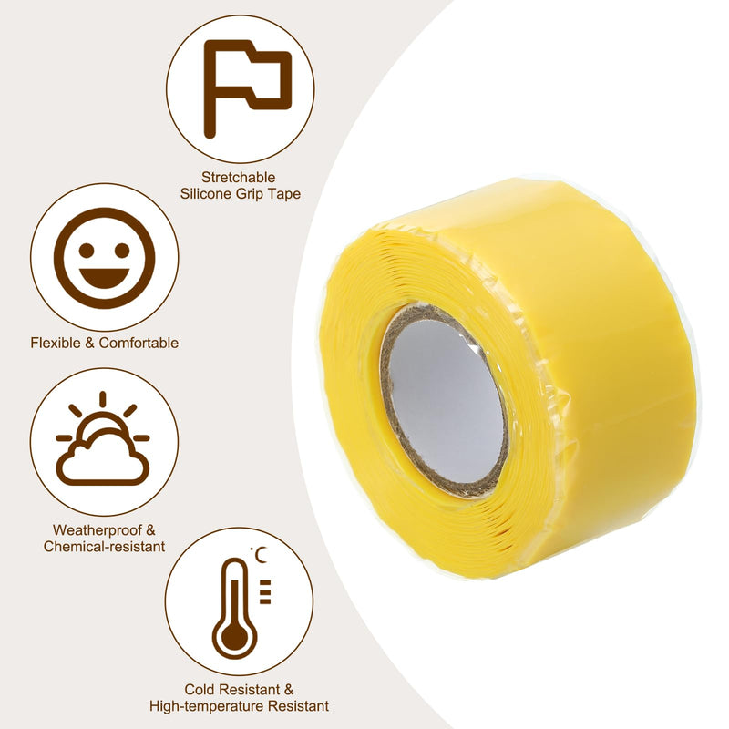 PATIKIL Grip Tape for Handles 1" x10ft, 2 Roll Self-Fusing Silicone Tape for Bike Handles Pull Up Bars Gym Equipment Plumb/Hose/Pipe Leaks Emergency, Yellow