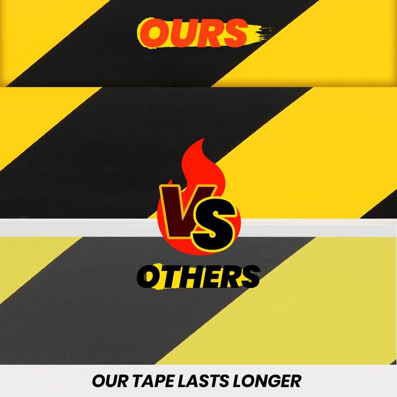 [Australia - AusPower] - ADHES Black and Yellow Safety Tape, 2 Inch X 108 Feet Warning & Hazard Tape Weather-Resistant Caution Tape Roll for Marking Walls, Floors, Pipes and Equipment 2in x 36yd 1 
