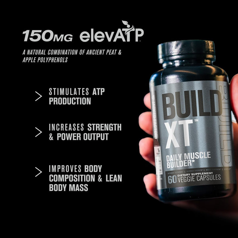Jacked Factory Build-XT Daily Muscle Builder & Performance Enhancer - Muscle Building Supplement for Muscular Strength & Growth | Trademarked Ingredients Peak02, ElevATP, & Astragin - 120 Veggie Pills 120 Count (Pack of 1)