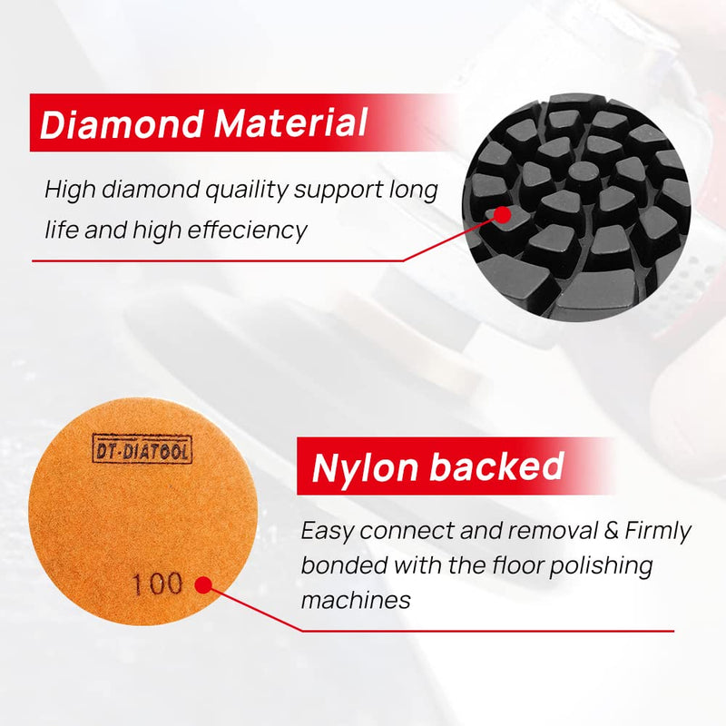 [Australia - AusPower] - DT-DIATOOL Diamond Floor Polishing Pads Resin Bond Terrazzo Floor Diameter 4 Inch Grit 50 Pack of 6 