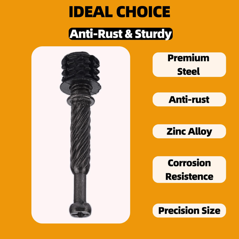 [Australia - AusPower] - M7 x 34 mm Cam Lock Screw for Furniture 50PCs Cam Screws, Furniture Fasteners Compitable with IKEA Hardware Parts, Repair Spare Parts Nut & Bolt Assortment Sets Gray Black Ripples M7x34mm 50 