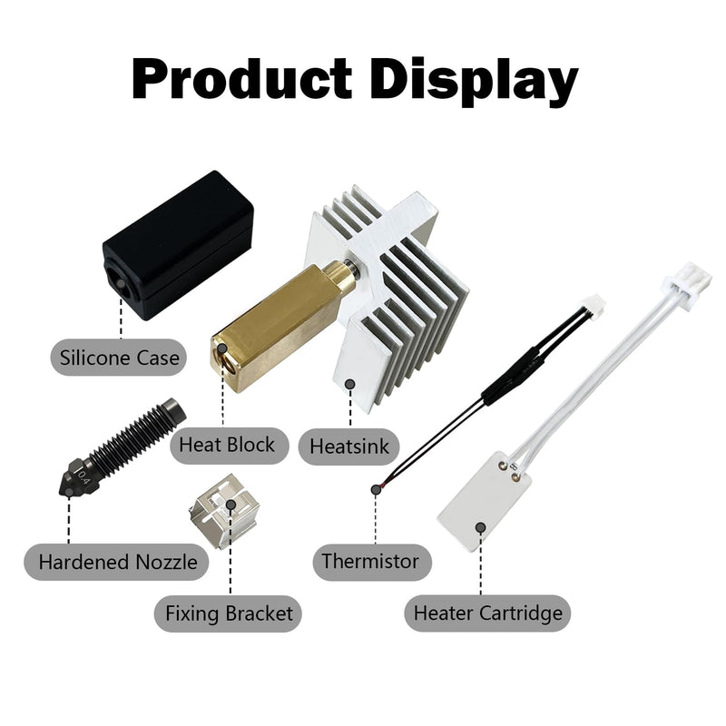 HzdaDeve 2PK 0.4MM Hardened Steel Ceramic Hotend for Centauri Carbon/Centauri Print Head Extruder Kit Hot End with Extra 0.2MM 0.4MM 0.6MM Hardened Nozzles 2PK Silicone Cover and 2PK Nozzle Brushes